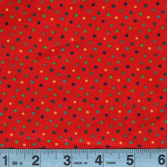 Quilt Fabric BY THE YARD Sale Closeout Bargain Clearance Confetti Dots on  Red Background 100% cotton quilting fabric