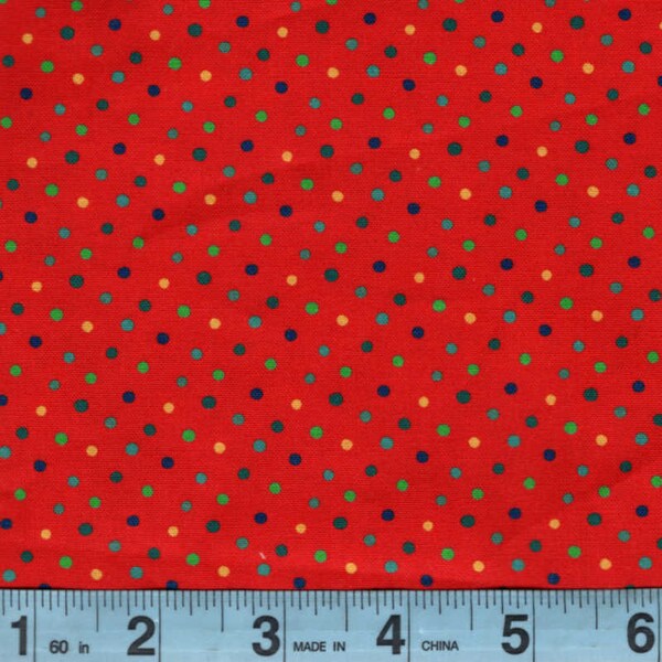 Quilt Fabric BY THE YARD  Sale Closeout Bargain Clearance Confetti Dots on Red Background  100% cotton quilting fabric