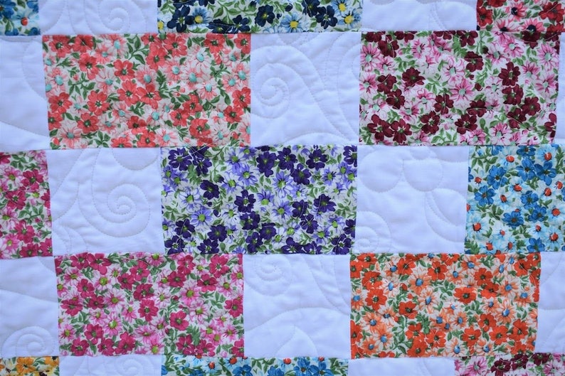 Brick Flowers Quilt Kit Fabric Pattern and Binding and backing Included ALL PRE CUT image 5