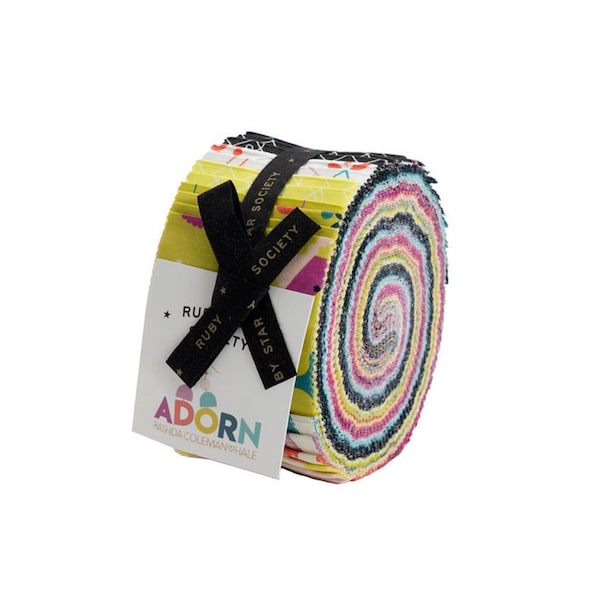 Adorn by Rashida Coleman 2.5In X 42In Jelly Roll 100% cotton fabric strips Ruby Star RS1018JR