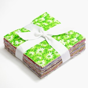 102 piece  Flower Shower   pre cut charm pack 5" squares 100% cotton fabric quilt