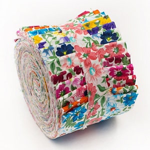 2.5 inch Prairie Flower Jelly Roll 100% cotton fabric quilting strips 18 pieces