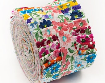 2.5 inch Prairie Flower Jelly Roll 100% cotton fabric quilting strips 18 pieces