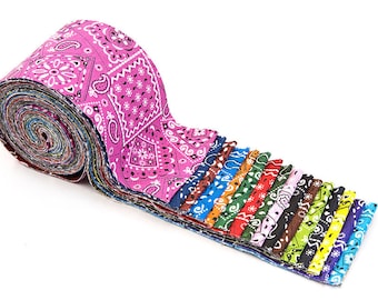 2.5 inch Bandana Jelly Roll 100% cotton fabric quilting strips 17 pieces