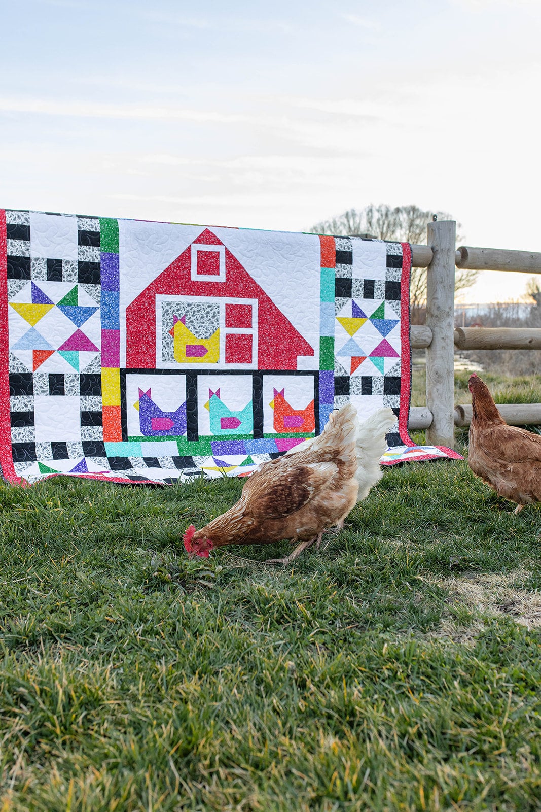 Funky Chickens Pre-cut Ready-to-sew Quilt Kit Fabric Pattern