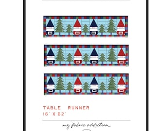 Ho Ho Gnome  Digital Table Runner Pattern: Great for Winter and Christmas , beginner friendly! PDF pattern download