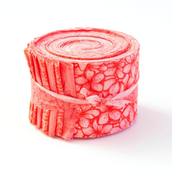 It's All Coral  Jelly Roll 2.5 inch pre-cut 100% cotton fabric quilting strips - 18 strips
