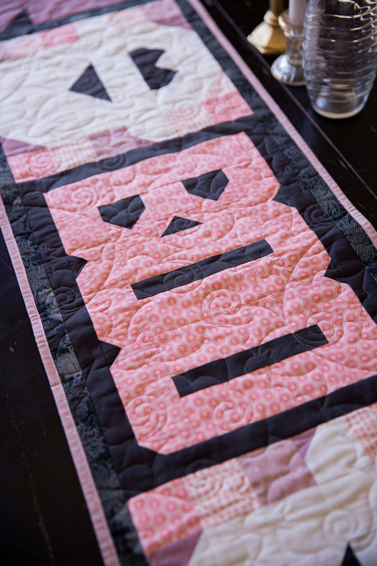 Boo Halloween in Pink Table Runner Quilt Kit Fabric Pattern Binding ...