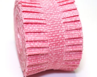 20 pc. 2.5 inch Crosshatch Pink Jelly Roll 100% cotton fabric quilting strips