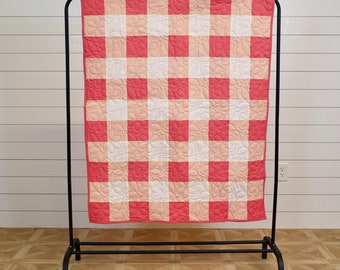 Park Picnic in Coral  Quilt Pattern and Precut Fabric with binding and backing easy sewing kit Girl Beginner Friendly 41" X 49"