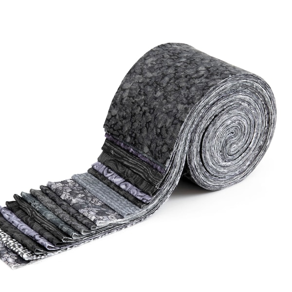 It's All Black Jelly Roll 2.5 inch pre-cut 100% cotton fabric quilting strips - 18 strips tone-on-tone black fabric