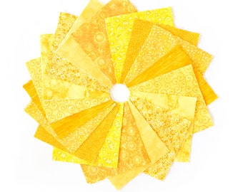 It's All Yellow  90-piece pre-cut charm pack 5" squares 100% cotton fabric quilt Yellow  tone-on-tone