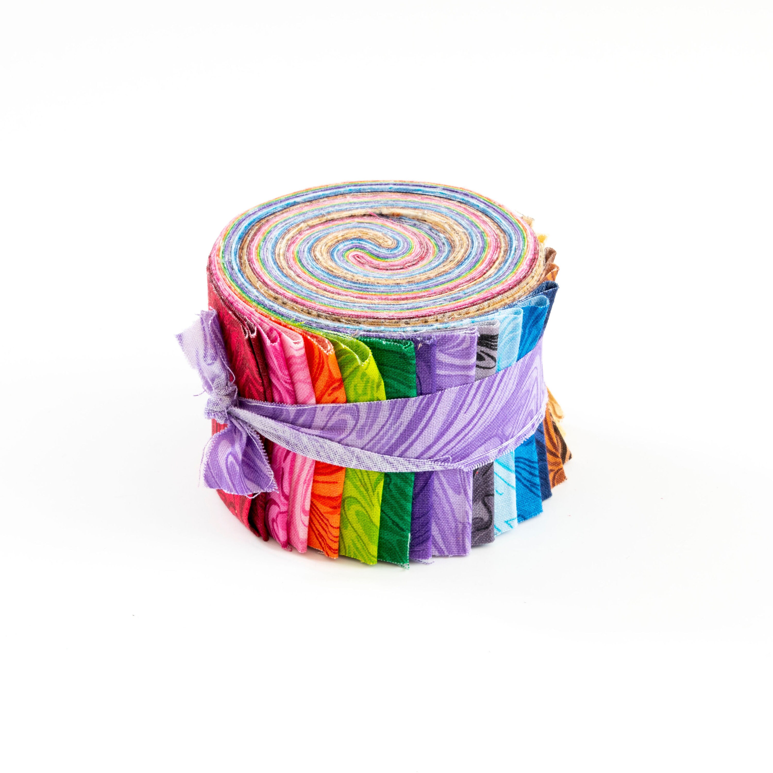 2.5 Inch Rainbow Swirl Jelly Roll 100% Cotton Fabric Quilting Strips 