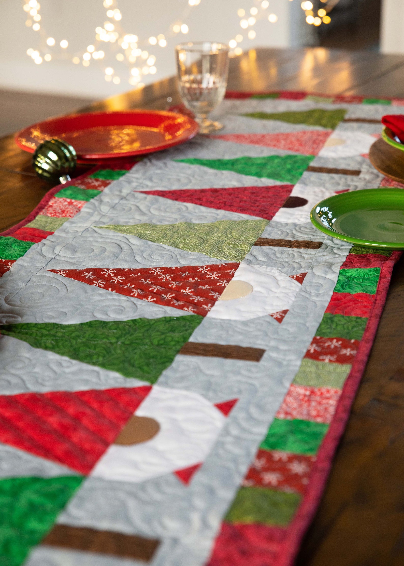 Christmas Trees and Gnomes Table Runner Quilt Kit Fabric Etsy