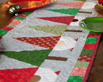 Christmas Trees and Gnomes   Table Runner Quilt Kit Fabric Pattern Binding Backing ALL PRE CUT 16" X 60"