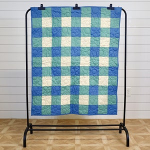 Park Picnic in Sage and Blue   Quilt Pattern and Precut Fabric with binding and backing easy sewing kit Boy  Beginner Friendly 41&quot; X 49&quot;