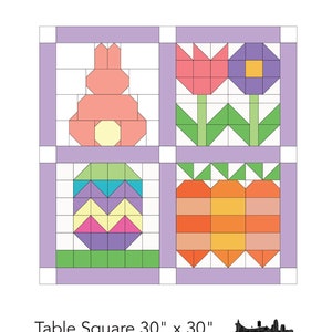 Signs of Spring PDF Digital Quilt Pattern: Table Square or Wall Hanging, Great for Easter, beginner friendly! PDF