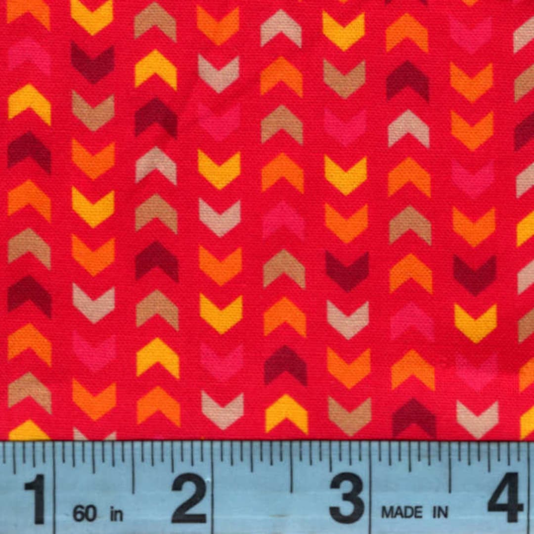 Quilt Fabric BY THE YARD Sale Bargain Clearance Autumn Chevron on Red