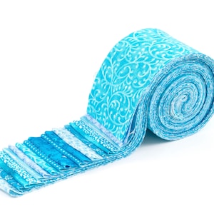 It's All Turquoise Jelly Roll 2.5 inch pre-cut 100% cotton fabric quilting strips - 18 strips