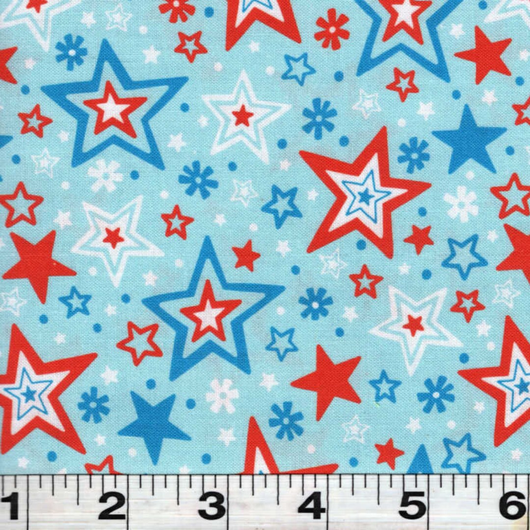Quilt Fabric BY THE YARD Sale Bargain Clearance Snow Cone Stars Light