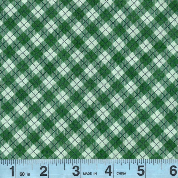 Quilt Fabric BY THE YARD Sale Bargain Clearance Green Plaid and Checks   Background 100% cotton quilting fabric