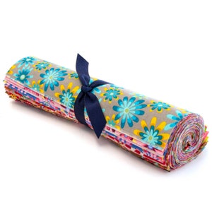 34 piece  Crazy Daisy flower pre cut Layer Cake 10 &quot; squares 100% cotton fabric quilt