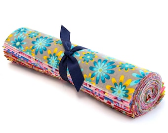 34 piece  Crazy Daisy flower pre cut Layer Cake 10 " squares 100% cotton fabric quilt