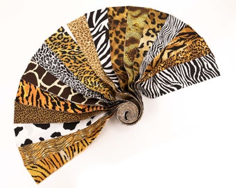 2.5 inch Pre Cut Wild Thing Animal skin fabric Jelly Roll 100% cotton fabric quilting 17 strips pre cut