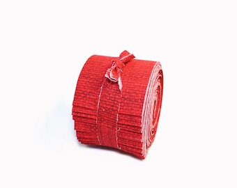 2.5 inch New Red & White Basics Jelly Roll cotton fabric quilting