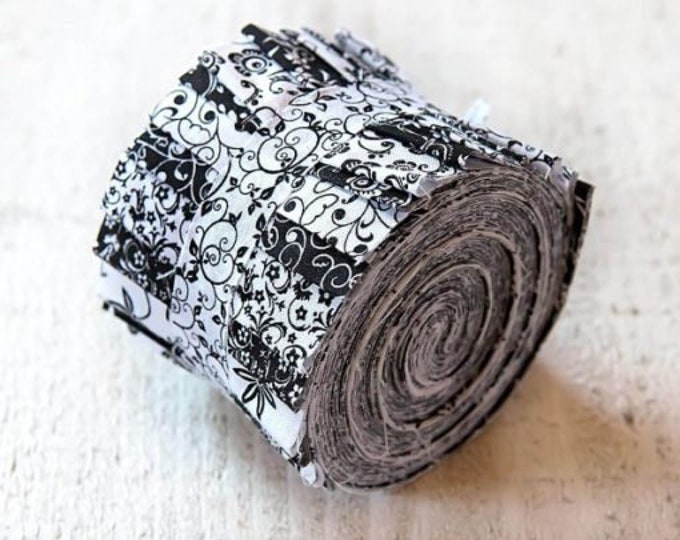 2.5 Inch Black & White Jelly Roll 100 Cotton Fabric Quilting Etsy