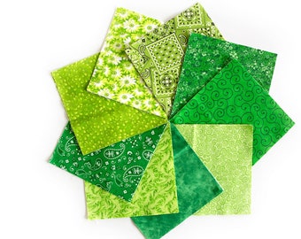 Mixed Greens  90-piece pre-cut charm pack 5" squares 100% cotton fabric quilt Multiple Shades of Green
