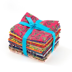 Edredón de tela 100 % algodón precortado Fleur de Lis, paquete de 17 unidades