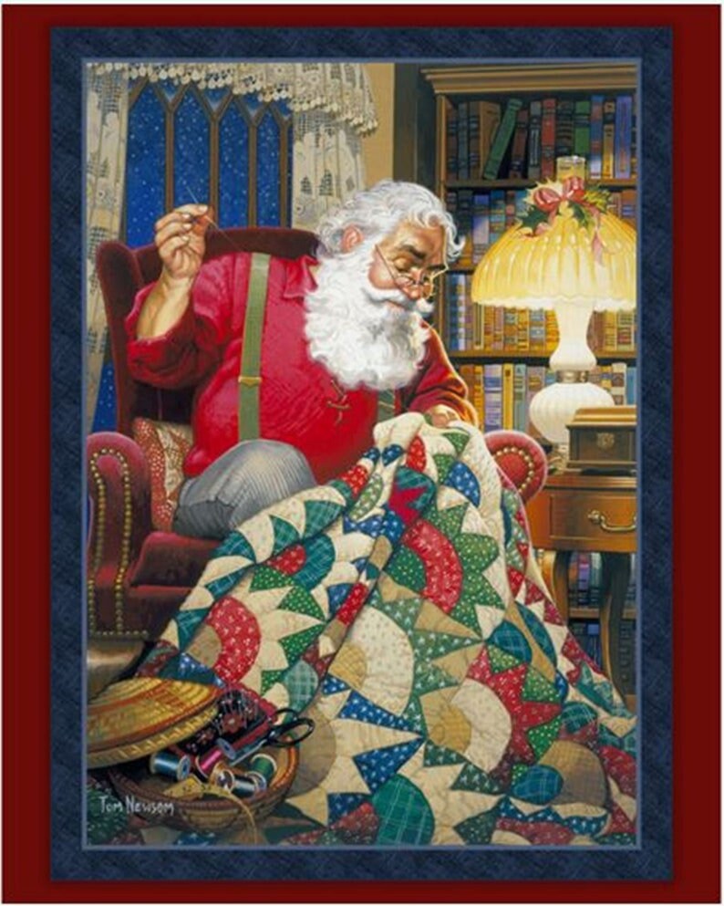 Quilting Santa Digital Panel Limited edition cotton quilt fabric Chri…