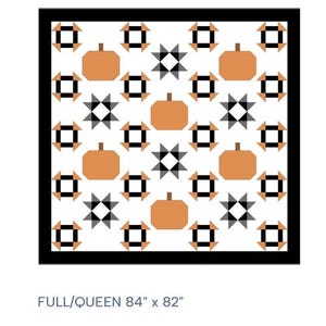 Patrón de edredón digital en PDF Country Pumpkins: 82 x 84, ¡apta para principiantes! Calabazas y churndash
