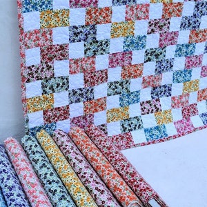 Brick Flowers Quilt Kit Fabric Pattern and Binding and backing Included ALL PRE CUT image 4