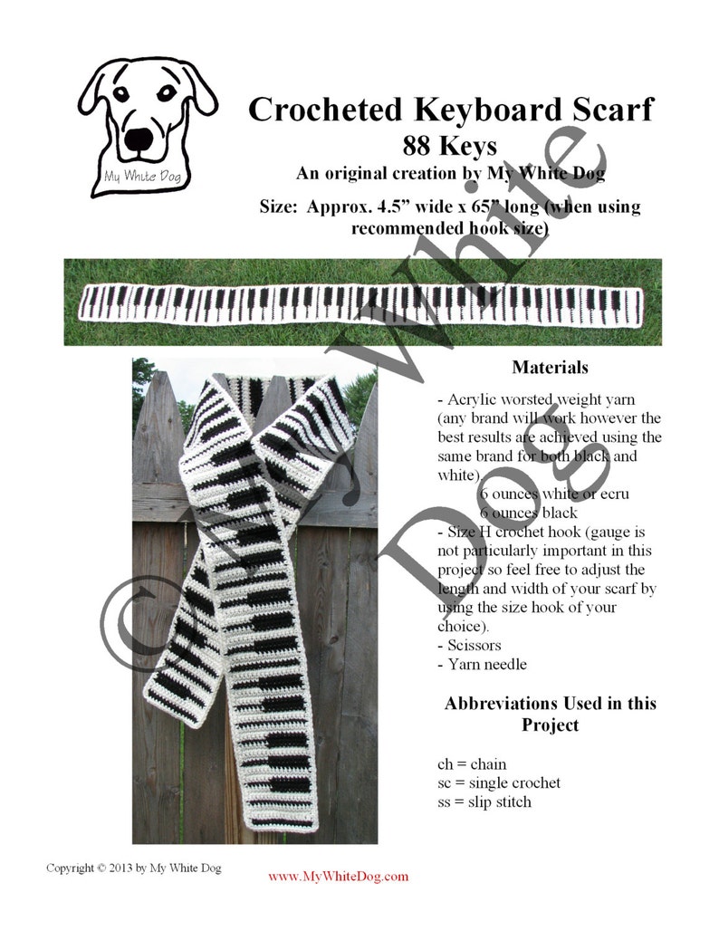 Keyboard Scarf 88keys Crochet Pattern Etsy
