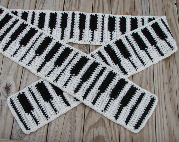 Crocheted Piano Keyboard Scarf 88 Keys Etsy
