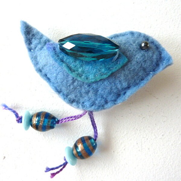 Bird lover Brooch Pin fibre art jewellery fibre art brooch