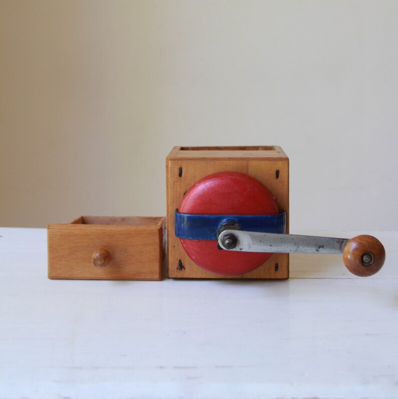 Vintage Coffee Grinder Leinbrock Ideal Grinder 1950s Wood Kitchenware