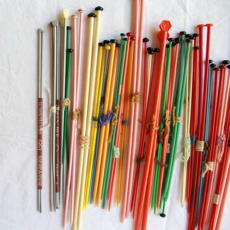 Vintage Knitting Needles Over 25 Sets Colour Plastic Needles Various
