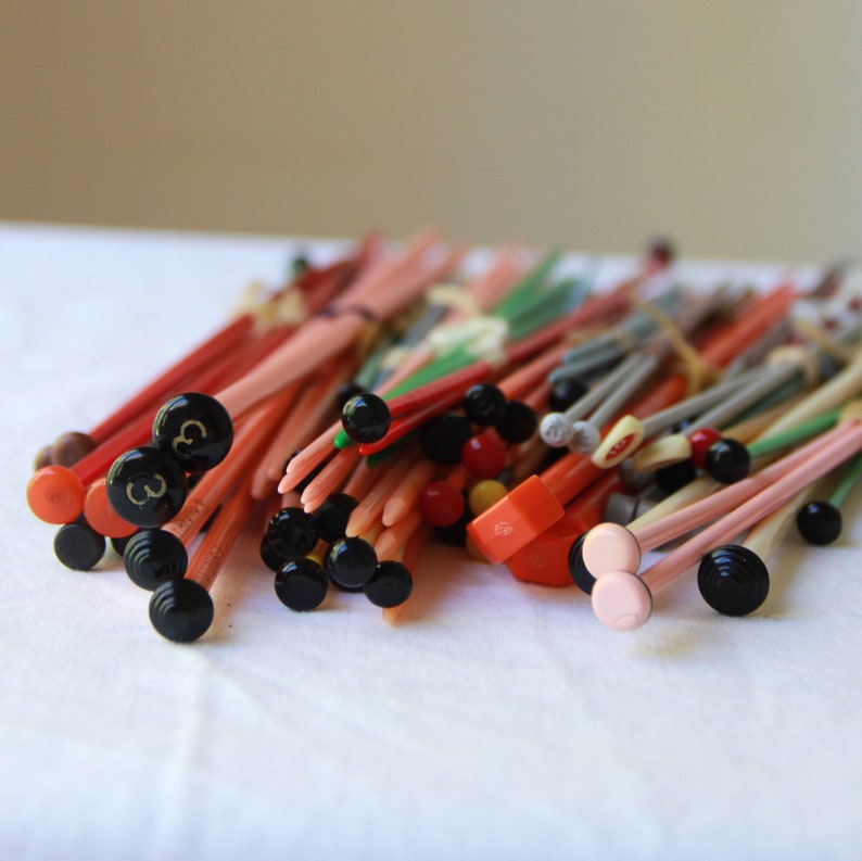 Vintage Knitting Needles Over 25 Sets Colour Plastic Needles Various