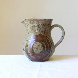 Vintage studio pottery jug - handmade studio pottery pitcher - rustic farmhouse decor - artist signed