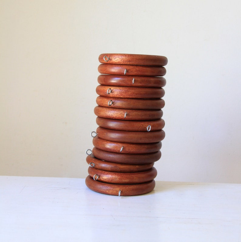 Vintage Wooden Curtain Rings Large Wood Curtain Rings Home Etsy