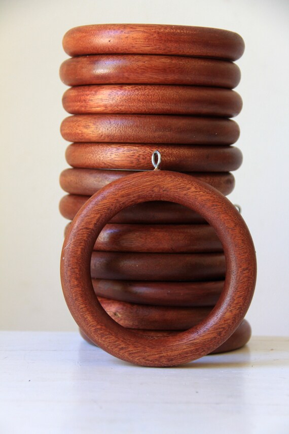Vintage Wooden Curtain Rings Large Wood Curtain Rings Home Etsy