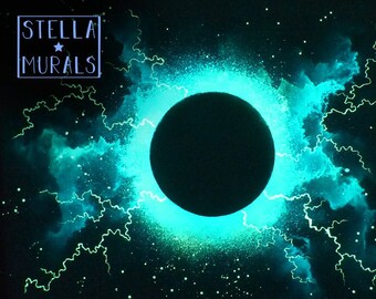Super Bright Black Hole Decal | Glow in the Dark Star Mural | White Peel and Stick