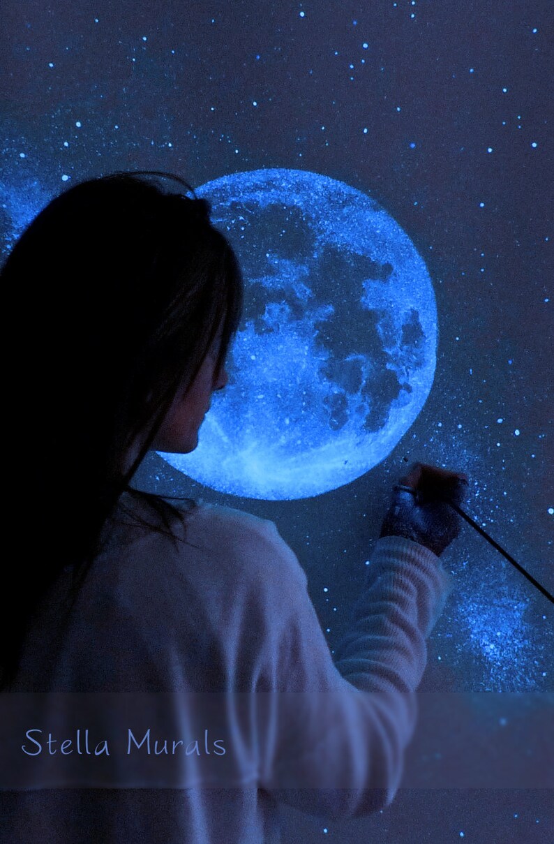 Glow in the Dark SelfAdhesive Star Mural Moon and Stars Etsy
