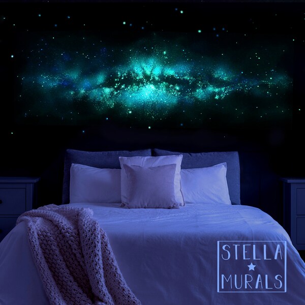 Milky Way Galaxy Star Ceiling | White | 6 Feet x 1.9 Feet | 1000 Realistic Star Stickers | Free Large Moon with Castle One Time Only