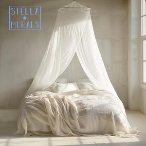 Glow in the Dark Bed Canopy | Luxe Fine-Mesh Long White Canopy image 10