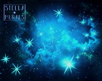 🌟 Glow in the Dark Star Ceiling  Moving Moon, Star Cluster, Shooting  Stars - Stella Murals