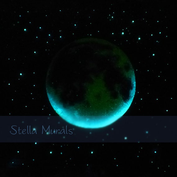 Glow In The Dark Star Ceiling Moving Moon And Shooting Stars Etsy